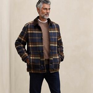 Banana Republic Plaid Jacket Corduroy Collar Size Small